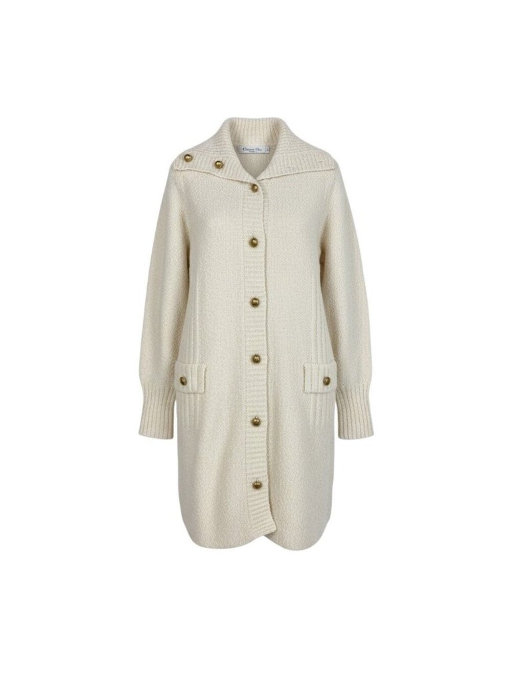 Dior Logo Button Long Knit Cardigan White